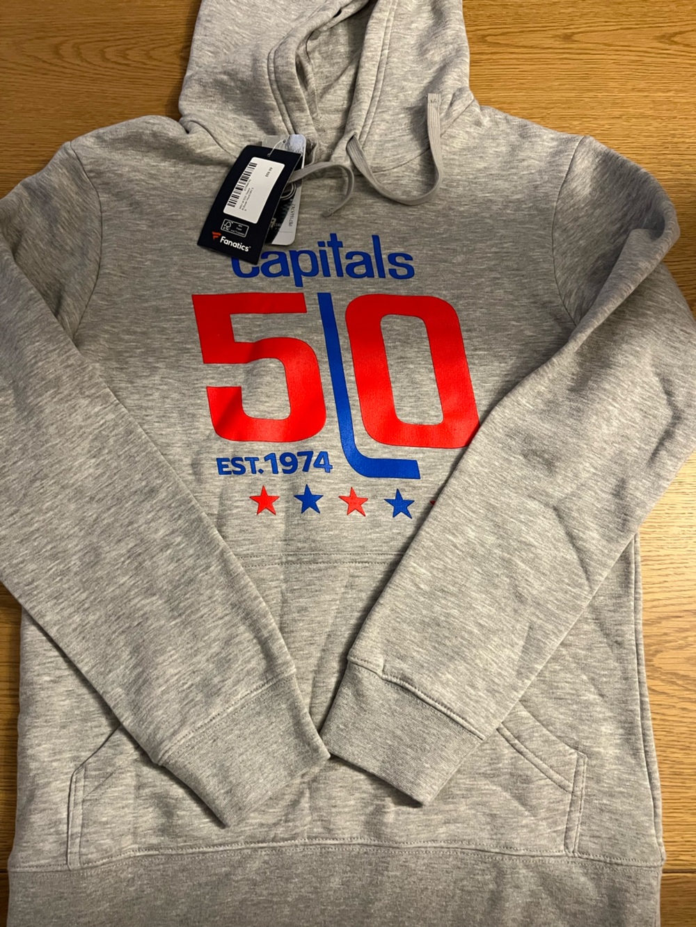 Capitals 50th Anniversary Gray Hoodie - Red & Blue Graphic